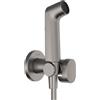 hansgrohe Doccetta bidette S con 1 tipo di getto a risparmio idrico (EcoSmart), incl. valvola d'arresto, supporto doccia e flessibile doccia 1,25 m, per acqua calda, cromo nero spazzolato, 29232340