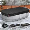 QH.HOME Copertura ovale invernale per piscina ovale Bestway/Intex/Coleman Frame 2025, tessuto resistente, durevole e antivento, con cricchetto a serraggio rapido, resistente al freddo e ai raggi UV