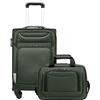 COOLIFE Valigia Cabina Morbida Trolley 58cm e 1 Borsa a Tracolla Grande | Valigia Cabina Morbida TSA & 4 Ruote Spinner, ultraleggera, 1200D idrorepellente - Viaggio Aereo & Affari