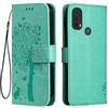 Topme Custodia in Pelle per Motorola Moto e20 / Moto e30 / Moto e40 (6.5 Inches), [ Cover per Telefono in Stile Gatto e Albero] - Verde