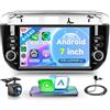Rimoody 4G+64G Wireless Carplay Android Autoradio per FIAT Linea Punto Evo Linie 2012-2015 7 Pollici Autoradio 2 Din con Android Auto GPS Navi WiFi Mirror Link Bluetooth FM/RDS/32 EQ/SWC Telecamera Posteriore