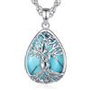 INFUSEU Collana Albero Della Vita Cristal Collane Cristallo Turchese Ciondolo Abbraccio Gioielli Ciondolo Yoga Fortunato Regalo per Le Donna Uomo