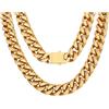 FindChic Collana Donna Oro a Catena Cubana Miami Grossa in Acciaio Inossidabile Collana Donna Spessa 12mm Placcato Oro Lunghezza 46cm Stile Hip Hop Punk Gioiello da Festa Regalo