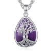 INFUSEU Collana Albero Della Vita Cristal Collane Cristallo Ametista Ciondolo Abbraccio Gioielli Ciondolo Yoga Fortunato Regalo per Le Donna Uomo