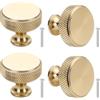 REMMUSSS 4 Pezzi Pomelli per Armadietti, Pomelli per Cassetti in Metallo, Pomelli Rotondi per ante di Mobili da 30 MM con Viti Abbinate per Armadietti, Cassetti, Cucina, Bagno- Oro, Alluminio