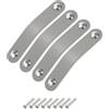 QUARKZMAN 4pz Maniglie Cassetti Pelle, Pomelli Cassetti Pelle Doppio Foro Maniglie Cassettiere per Mobili Viti Cassettiere, Cassetti, Armadi, Armadi, Grigio/Argento (Distanza Fori 96mm)