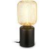 BRILONER - Lampada da tavolo con rete metallica, interruttore a cavo, attacco E27, lampada da comodino, lampade da comodino, lampada comodino camera da letto, 10 x 25 cm, oro