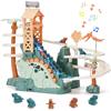 Chidiam Pista da Corsa Giocattolo Dinosauro Arrampicata Scale Giocattolo Doppio Loop Scivolo per Bambini con Musica Luce Intelligenza Puzzle Educativo Playset per Bambini Ragazzi Ragazze