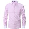 Generisch Uomo Primavera e Francese Camicia Uomo Business Dress Manica Lunga Tinta unita Strisce Inch Abito Twill Camicia Uomo Luminoso Nero Bottoni, Colore: rosa., 6XL
