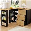 Ligterra Tavolo da bar allungabile con spazio di archiviazione, girevole a 360°, commestibile, mobile, tavolo da cucina, tavolo da bistro, credenza con venature di legno, 138-204 x 39 x 104 cm (nero)