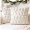 Artscope 2 Pezzi Natalizio Federe in Lana Corta Velluto Copricuscini Morbido Decorativo Fodere per Cuscino Lusso Stile per Divano Camera da Letto Albero di Natale Beige 50x50 cm