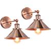iDEGU 2 Pezzi Lampade da Parete Industriale Vintage Applique da Parete Retrò Stile Edison in Metallo E27 Regolabile Plafoniere Lampade da Muro Interno per Soggiorno Cucina Cameretta (22cm, Rame Rosso)