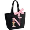 hamatata Borsa Tote Bag con Iniziale, Borsa Shopper con Papillon, Borsa Donna Personalizzata con Nome, Regali per Donna, Amica, Sposa Damigella D'onore, Mamma, Compleanno, Nozze, Natale, San Valentino(N)