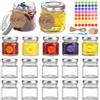 Mssushi Mini Barattoli Di Vetro,15 Pezzi Mini Vasetti Miele,50ml Vasetti Miele Bomboniere Con Coperchio a Vite,Con Etichette in Carta Kraft,Spazzola per La Pulizia, 5m Di Corda Di Iuta,Adesivo