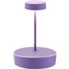 Zafferano, Swap Mini, Lampada da Tavolo Ricaricabile e Senza Fili con Controllo Touch, Adatta per Salotto ed Esterni, Dimmer, 2700 K, Altezza 14,8 cm, Colore Lilla