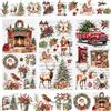 WANDIC 3 fogli di adesivi trasferibili natalizi con parole, Babbo Natale, cervi, album di ritagli, albero di Natale, tazze, carta per decoupage per mobili, 15 x 30 cm
