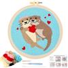 JSRQT Punch Needle Kit Completo Lontra Strumento di Ricamo per Principianti Adulti Bambini Aghi da Punzonatura Starter con Telaio Istruzioni Mestiere Embroidery Punto Croce Strumenti infilare