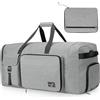 YOUNGOA 120L Borsone da Viaggio Pieghevole per Uomo e Donna, Grande Borsa Palestra con Scomparto per Scarpe, Borsa Sportiva Leggera e Impermeabile, Grigio