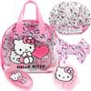 Get Trend Hello Kitty Sanrio Borsa da Toilette e Accessori Doccia Set Donna e Ragazza, Spazzola Capelli Cuffia Doccia Fasce Capelli Luffa, Regali per Lei (Rosa Hello Kitty)