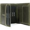 Fa.Volmer ® Portafoglio in vera pelle | protezione RFID | 9 scomparti per carte di credito + portamonete | con confezione regalo | Modello: CityWalker, Verde oliva, M, Classico