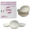 HYPER form Piatti Fondi in Polpa di Cellulosa, 19 cm, 4 cm Altezza, 200 Pezzi, Biodegradabili, Made in Italy (200)
