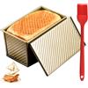 MIUUIPI Teglia per pane con coperchio, teglia per pane con coperchio, antiaderente, stampo per pane con pennello per olio, stampi per pane per cuocere, toast, panini, torte (oro rosa)