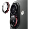 JETech Pellicola Fotocamera per iPhone 17 6,3 Pollici, Vetro Temperato 9H con Cover Anello Individuale in Metallo, Bicolore, Vassoio di Installazione Facile, Trasparente HD, 1 Set (Nero+Rosso)