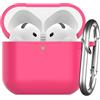 Nemteur Custodia per AirPods 4 2024, Case Protettiva in Silicone per AirPods 4th 2024 Cover in Silicone Visibile a LED Frontale con Moschettone, Watermelon Red