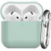 Nemteur Custodia per AirPods 4 2024, Case Protettiva in Silicone per AirPods 4th 2024 Cover in Silicone Visibile a LED Frontale con Moschettone, Cloud Grey