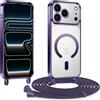 Kokio Cover Magnetica per iPhone 17 Pro Case avec Cordino,Compatibile con MagSafe, Trasparente Morbido Custodia Paraurti Antiurto, Resistente all'us, Antigraffio, Viola