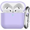 Nemteur Custodia per AirPods 4 2024, Case Protettiva in Silicone per AirPods 4th 2024 Cover in Silicone Visibile a LED Frontale con Moschettone, Lavanda
