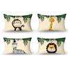 Aoihrraan 31x51cm Confezione da 4 Carino Cartone Animato Animale CopriCuscini Divano Foresta Scimmia Giraffa Floreale Pianta Beige Quadrata Baby Federe Per Cuscini Lino Bambino Festa Sofà Letto Auto