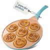 Joeji's Kitchen Teglia per pancake a 7 fori 26,5 cm Smiley - Alluminio leggero antiaderente - Induzione elettrica a gas - Mini pancake frittelle crêpe - Cucina divertente per bambini - Blu