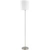 Eglo Lampada da terra Pasteri, Lampadario da terra in tessuto a 1 luce, Piantana in acciaio e tessuto, nichel opaco, bianco, E27, interruttore a pedale incluso