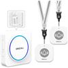 SINGCALL Pulsante di Emergenza Wireless per Anziani e Pazienti Disabili Sistema Salvavita con Allarme e Chiamata d'Emergenza, 32 Suonerie, Volume 0-100dB, 1 Ricevitore Portatile + 2 Pulsanti SOS