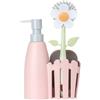 Vigar - Set Lavello - Pack Supporto, Spazzola Lavastoviglie, Spugna - ‎7 x 14 x 26,5 cm - Flower Power - Con Dispenser - Vassoio da 3 Pezzi - Rosa