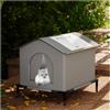 Generico Cuccia Gatto Esterno Sollevata 7 cm, Abitacolo Impermeabile Antiumidità con Tetto Inclinato Drenante, Casetta Isolata per Gatti Randagi in Giardino, Ideale Autunno Inverno (Grigio, S)
