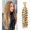 TGYHCJBY Water Wave Bulk for Braiding 16inch 100g With 2 Bundles Deep Wave Bulk Hair for Boho Braids No Weft Curly Wavy Synthetic Bohemian Braiding Hair Extensions for Women (27/613, 16inch(50g/Bundle x2))