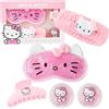 Hello Kitty Sanrio Maschera Occhi Gel Freddo Set Beauty Accessori, Kawaii Fermagli Capelli Fascia Capelli, Coccole Anime Regalo Donna Adolescenti (Rosa Hello Kitty)