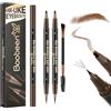 Boobeen 2 Pezzi Matita Sopracciglia Impermeabile, Doppia Punta Microblading Effetto, Lunga Tenuta Antimacchia, Colore Naturale Marrone Scuro con Spazzolina