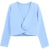 ASHER FASHION Coprispalle a maniche lunghe per bambine e ragazze, con nodo frontale, per danza, Blu, 7-8 anni