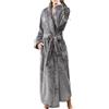 LOIJMK Accappatoio da donna in cotone soffice con cintura lunga, kimono, comodo e morbido, leggero, in spugna, con cappuccio lungo, grigio., XL