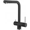 Plados FLO55-70 Miscelatore cucina monocomando a 3 vie con comando terza acqua indipendente modello FLO55 finitura 70 MICROULTRAGRANIT NERO MATT