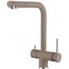 Plados FLO55-72 Miscelatore cucina monocomando a 3 vie con comando terza acqua indipendente modello FLO55 finitura 72 MICROULTRAGRANIT TARTUFO