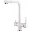 Plados FLO55-98 Miscelatore cucina monocomando a 3 vie con comando terza acqua indipendente modello FLO55 finitura 98 MICROULTRAGRANIT BIANCO