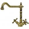 Plados IDEAOLD-18 Rubinetto cucina Gruppo monoforo con canna Old Fashion rustico e maniglie a croce modello Ideaold finitura 18 Bronzo Anticato