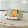 [en.casa] Carrello Porta Libri per Bambini Design a Casetta Libreria con Rotelle per Cameretta Scaffale Basso per Libri Quaderni 50x33x34 cm Menta Verde/Bianco