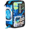 Mitama Astuccio Scuola 3 Scomparti, SUPER FUTURE GAME, Contenuto 50 pz, Completo di Matite, Pennarelli, Portapenne Scuola Elementare Bambino