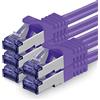 1aTTack.de 5x 0,5m CAT7 Cavo di rete RJ45 10 Gigabit SFTP PIMF - Viola | Cavo patch Ethernet, rame, 10 Gb/s, LAN, DSL, switch, modem, router, patch panel, CAT7, CAT6, CAT5