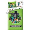 Halantex Parure da letto Minecraft - 140 x 200 cm + 70 x 90 cm - 100% poliestere microfibra - copripiumino + federa - Universo pixelato e mostri iconici